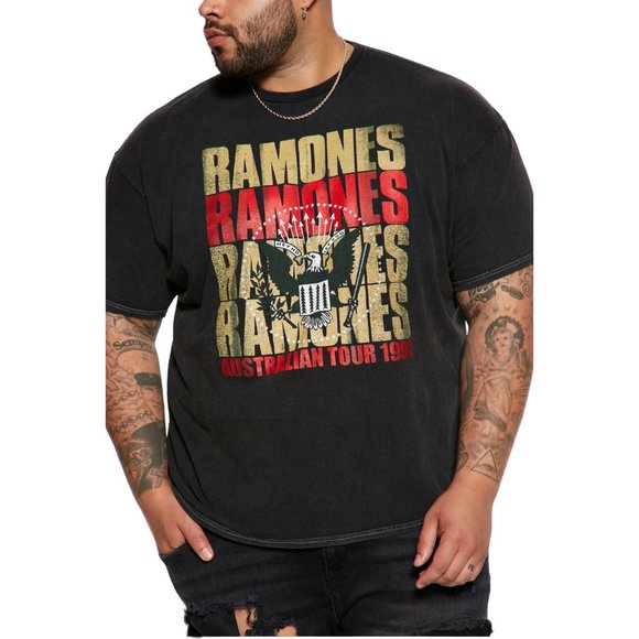 Ramones 1991 Australian Tour Repeat Logo T-Shirt 90's Retro Vintage - Picture 6 of 6